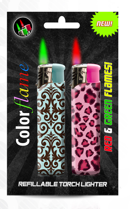 Colorflame Lighters- Filigree and Pink Leopard Art
