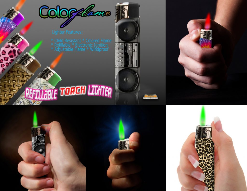 Colorflame Lighters- Blue and Yellow Leopard Art - Joelson Industries