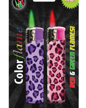 Colorflame Lighters- Pink and Purple Leopard Art