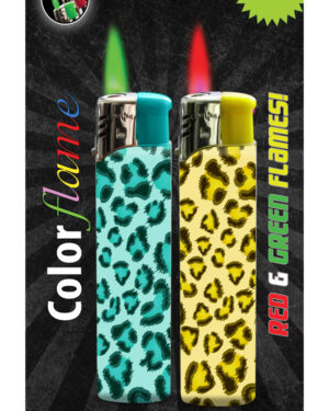Colorflame Lighters- Blue and Yellow Leopard Art