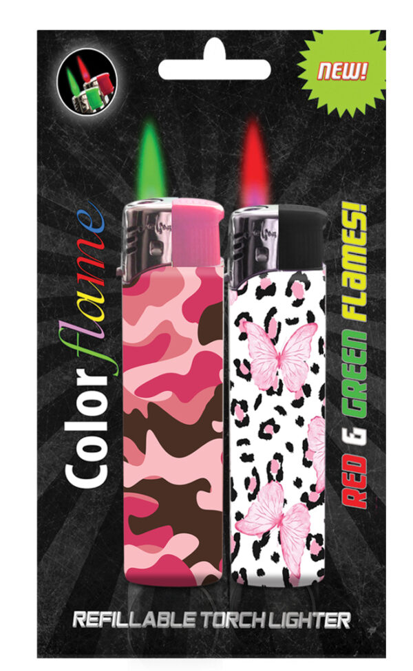 Colorflame Lighters- Pink Camo and Leopard Art