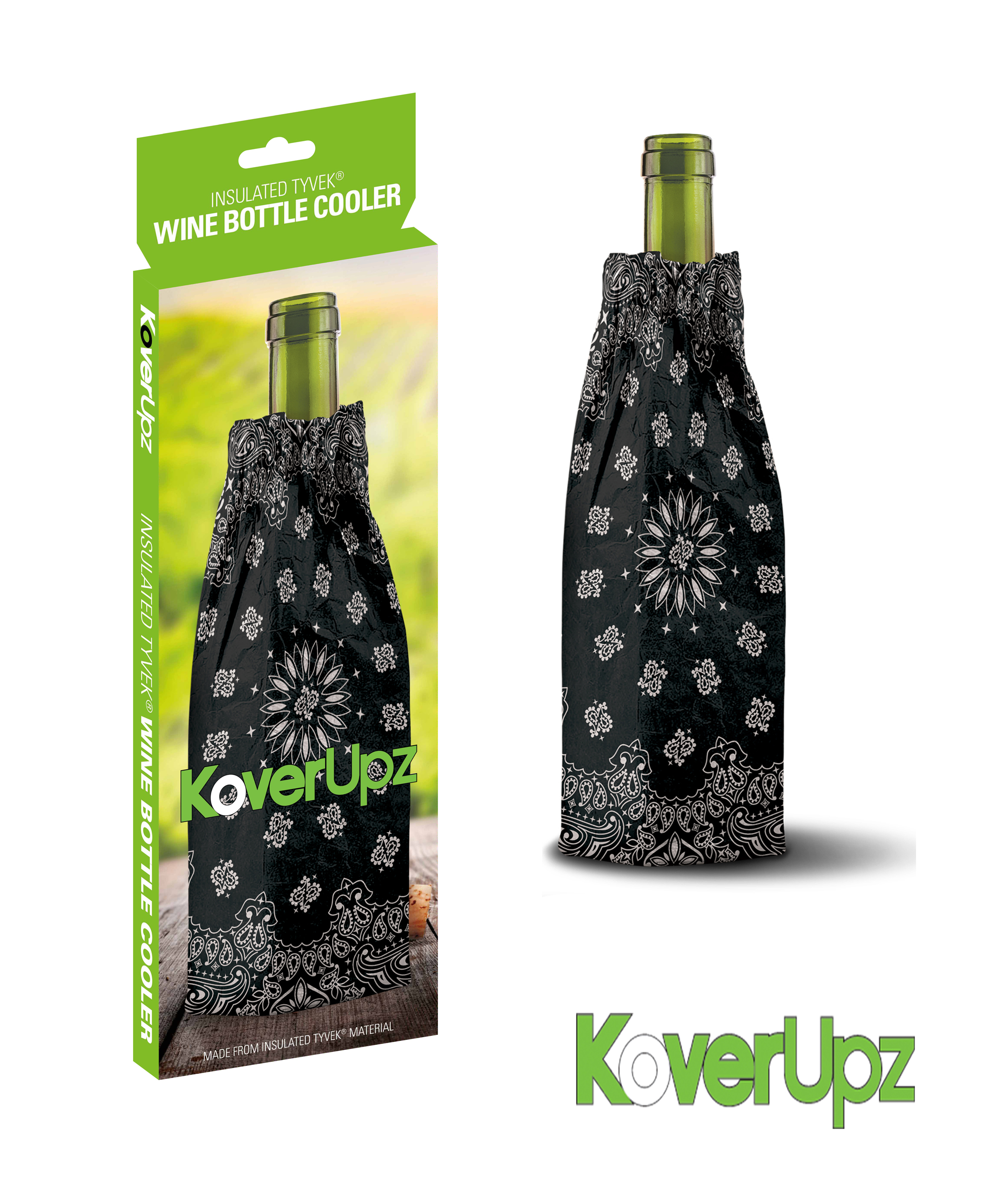 Bandana KoverUpz Insulated Wine Bottle/40oz Bottle Cooler