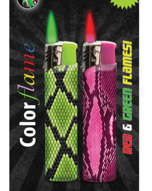 Colorflame Lighters- Green and Pink Snake Art