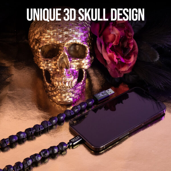 Black Skull Fast Charging USB Charger Cable iPhone 14 13 12 11 Pro Max XS XR X 8 7 6 - Image 2