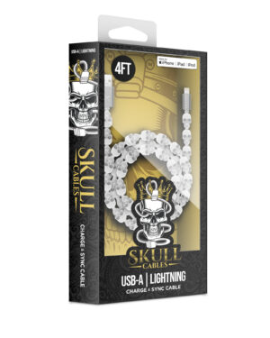 White Skull Fast Charging USB Charger Cable iPhone 14 13 12 11 Pro Max XS XR X 8 7 6