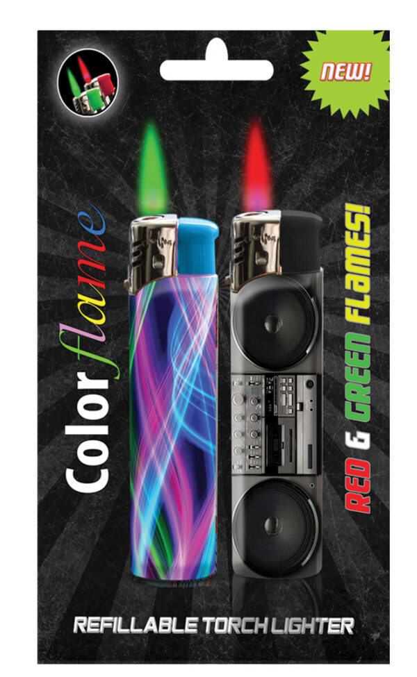 Colorflame Lighters- Swirl and Boom Box Art