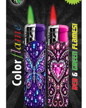 Colorflame Lighters- Purple Butterfly & Pink Heart Jewels